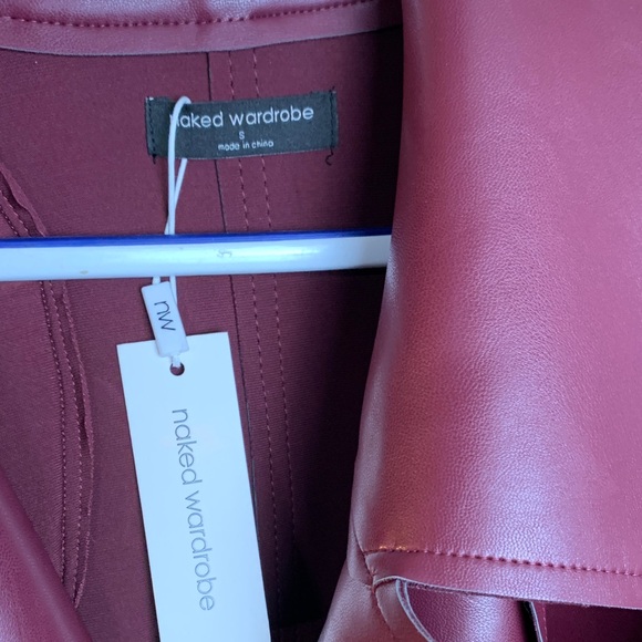 Naked Wardrobe Burgundy Trench Coat small vegan leather new with tags - Picture 6 of 10